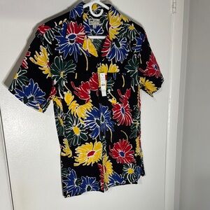 J. Crew Multicolor Floral Pattern Men's Medium Button Up Short Sleeve Shirt NWT
